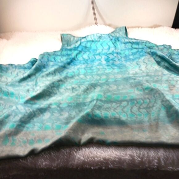 Sundance Watercolor Blue Sleeveless 100% Silk Maxi Dress Vintage Boho Size 12... - Picture 12 of 16